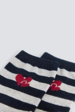Calcet&iacute;n largo rayas corazones