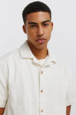 Camisa bowling manga corta jacquard