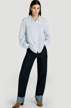 Camisa con bordados de algod&oacute;n y viscosa