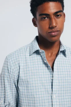 Camisa cuadros algod&oacute;n slub
