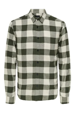 Camisa de hombre de manga larga y cuadros