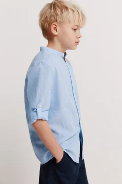 Camisa de lino a rayas mao ni&ntilde;o