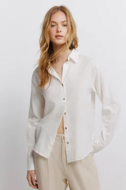 Camisa lino escote pico