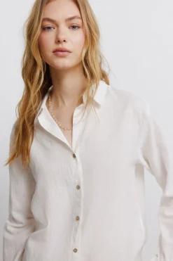 Camisa lino escote pico