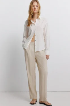 Camisa lino escote pico