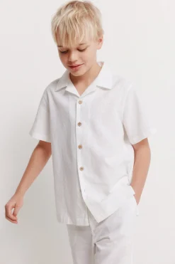 Camisa manga corta estilo lino ni&ntilde;o
