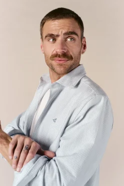 Camisa oxford raya candela manga larga