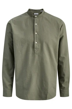 Camisa popel&iacute;n cuello mao