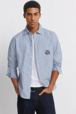 Camisa rayas bordado en bolsillo