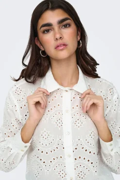 Camisa troquelada manga larga