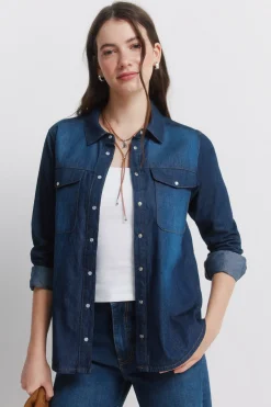 Camisa vaquera bolsillos algodón