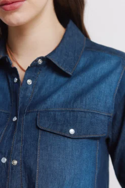 Camisa vaquera bolsillos algod&oacute;n