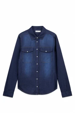 Camisa vaquera bolsillos algod&oacute;n