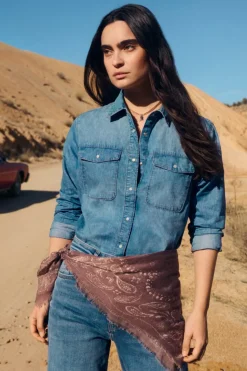 Camisa vaquera bolsillos algodón