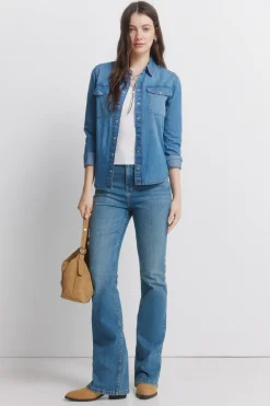 Camisa vaquera bolsillos algod&oacute;n