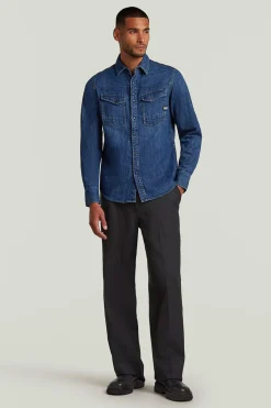 Camisa vaquera de manga larga y corte ajustado