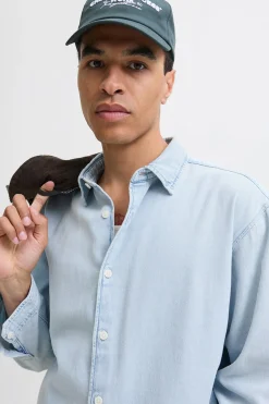 Camisa vaquera manga larga sarga