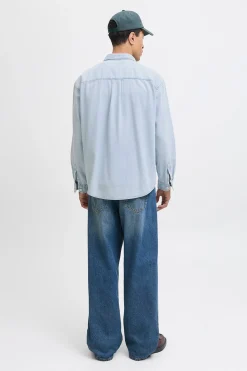 Camisa vaquera manga larga sarga