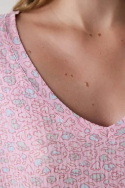 Camiseta de pijama de manga larga con estampado floral