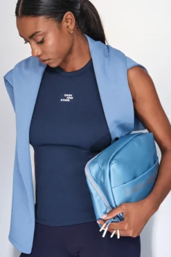 Camiseta halter algod&oacute;n canal&eacute; azul