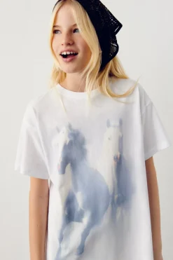 Camiseta manga corta caballo ni&ntilde;a