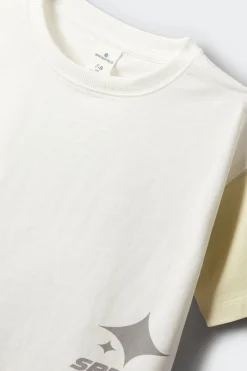 Camiseta manga corta contrastes ni&ntilde;o