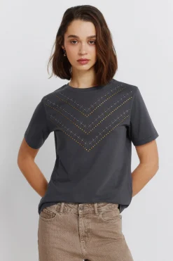 Camiseta manga corta tachas