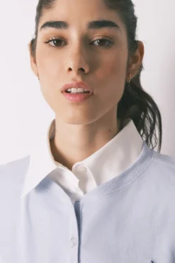 Camiseta manga larga 100% algod&oacute;n azul