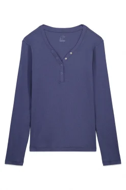 Camiseta manga larga algod&oacute;n canal&eacute; azul