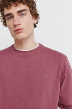 Camiseta manga larga doble efecto melange