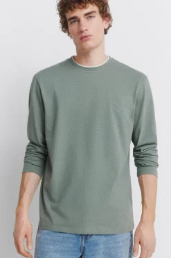 Camiseta manga larga doble efecto melange