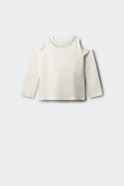 Camiseta manga larga tachas hombro descubierto ni&ntilde;a