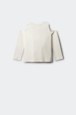 Camiseta manga larga tachas hombro descubierto ni&ntilde;a