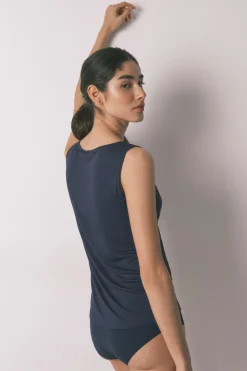 Camiseta punto s&uacute;per suave azul
