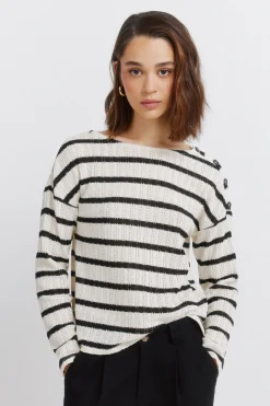 Camiseta rayas botones hombro