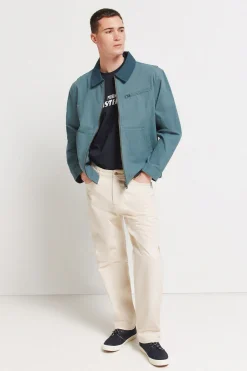 Cazadora algod&oacute;n lavada contraste