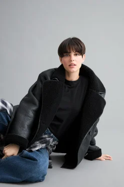 Cazadora forro efecto pelo