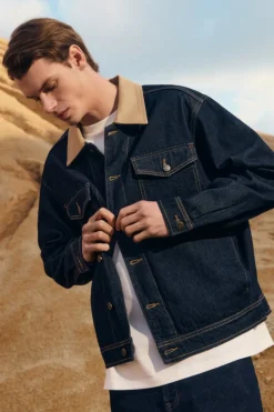 Cazadora vaquera oversize cuello contraste