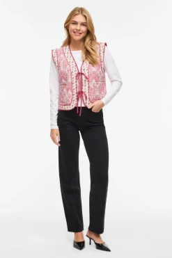 Chaleco guateado estampado con lazos