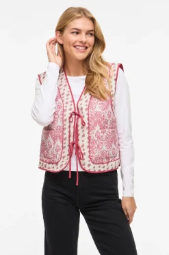 Chaleco guateado estampado con lazos