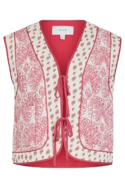 Chaleco guateado estampado con lazos