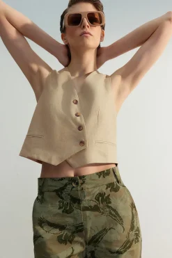 Chaleco sin mangas cruzado