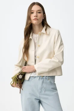 Chaqueta abotonada efecto piel
