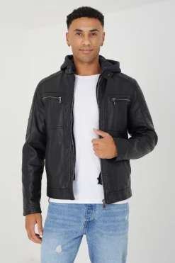 Chaqueta biker con capucha