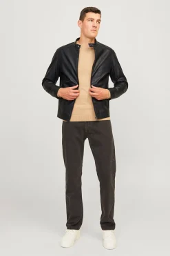 Chaqueta biker sint&eacute;tica corta