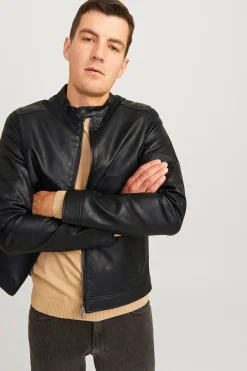 Chaqueta biker sint&eacute;tica corta