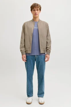 Chaqueta bomber corta tejido plano