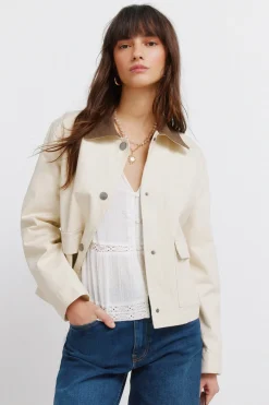 Chaqueta corta beige algodón
