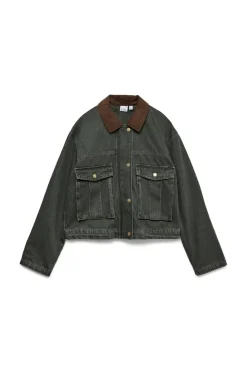 Chaqueta corta cuello contraste