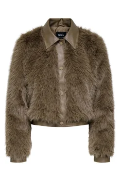 Chaqueta corta de pelo sint&eacute;tico